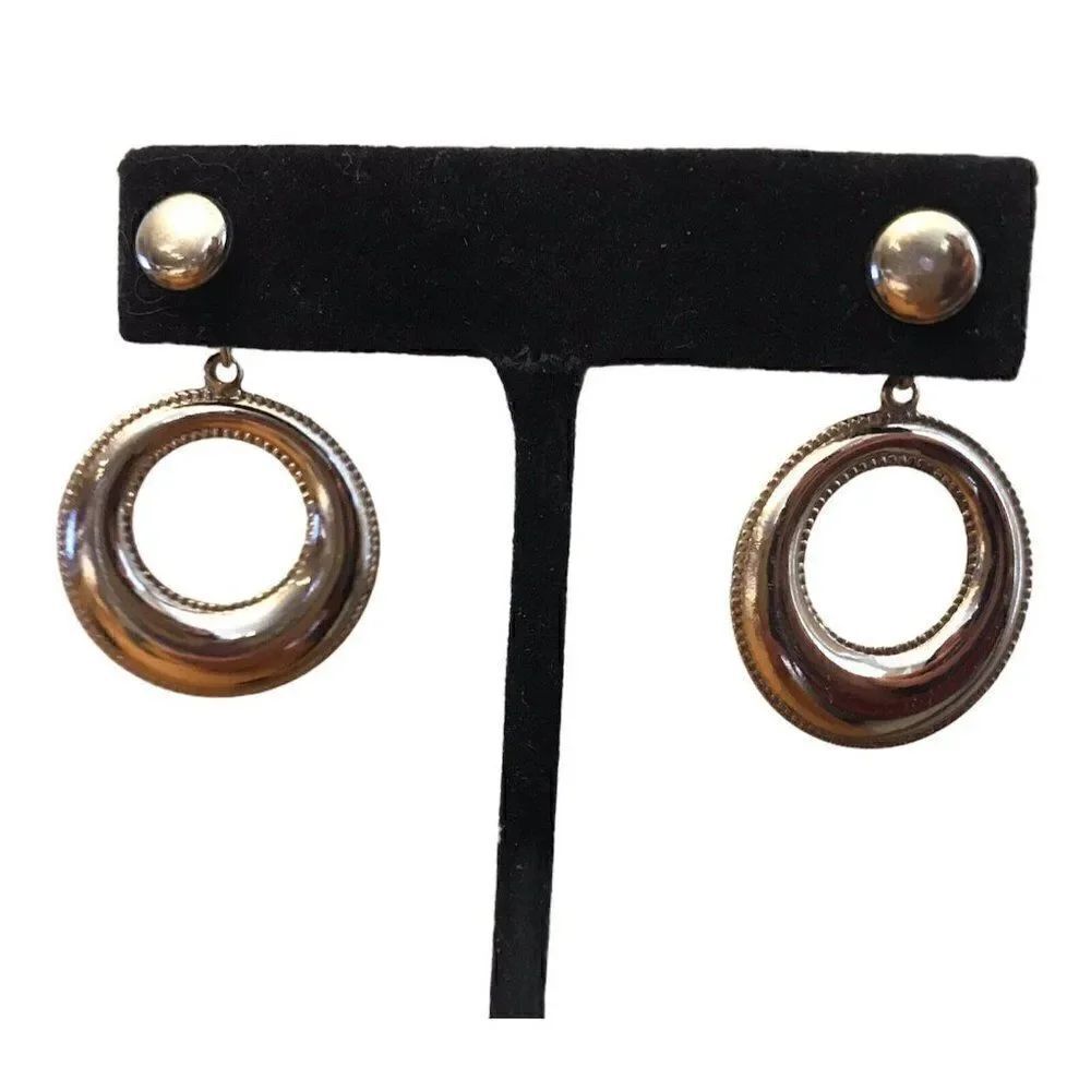 Sarah Coventry Shiny Gold Round Flat Hoop Pierced Earrings Costume Jewelry
